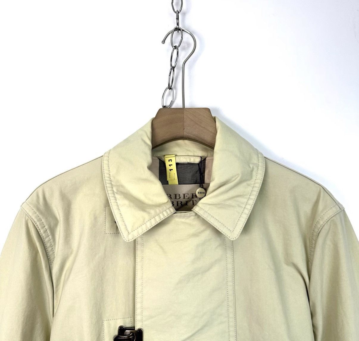 Burberry Burberry Off-White Side Button Mid-Length Trench Coat K12 Size L / US 10 / IT 46 - 3 Thumbnail
