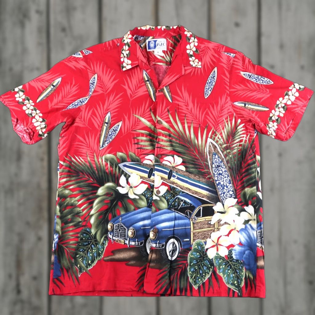 Vintage VINTAGE RJC Hawaiian Islands Shirt Men's L Red Floral Button Up Short Sleeve Collar Down Accessories: Button Size US L / EU 52-54 / 3 - 1 Thumbnail