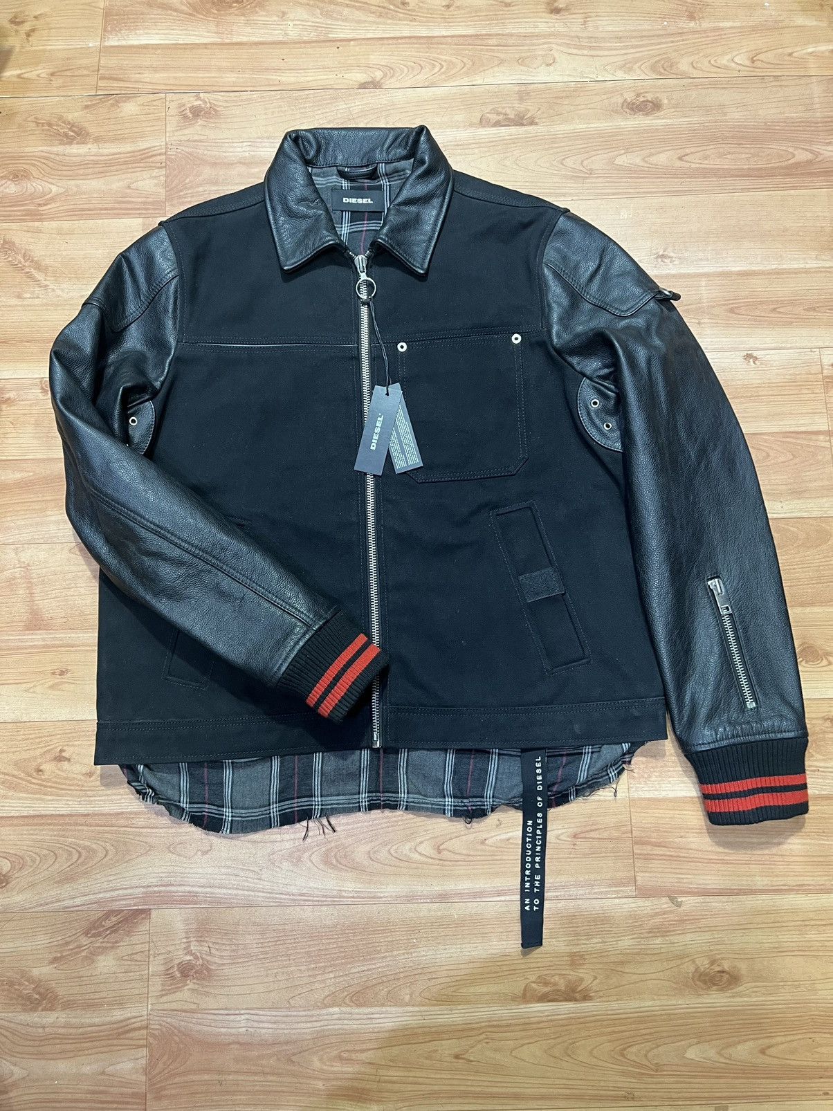 Diesel Diesel J-YUKI Leather contrast jacket Size US XL / EU 56 / 4 - 2 Thumbnail