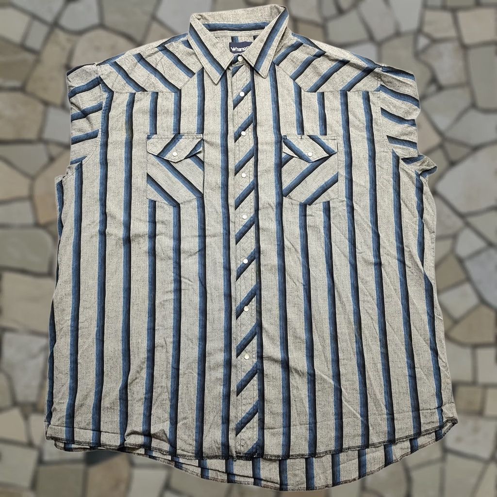 Wrangler VINTAGE Wrangler Pearl Snap Western Gray Woven Shirt Tall Long Mens Tag 20 X 36 Size US XXL / EU 58 / 5 - 1 Thumbnail