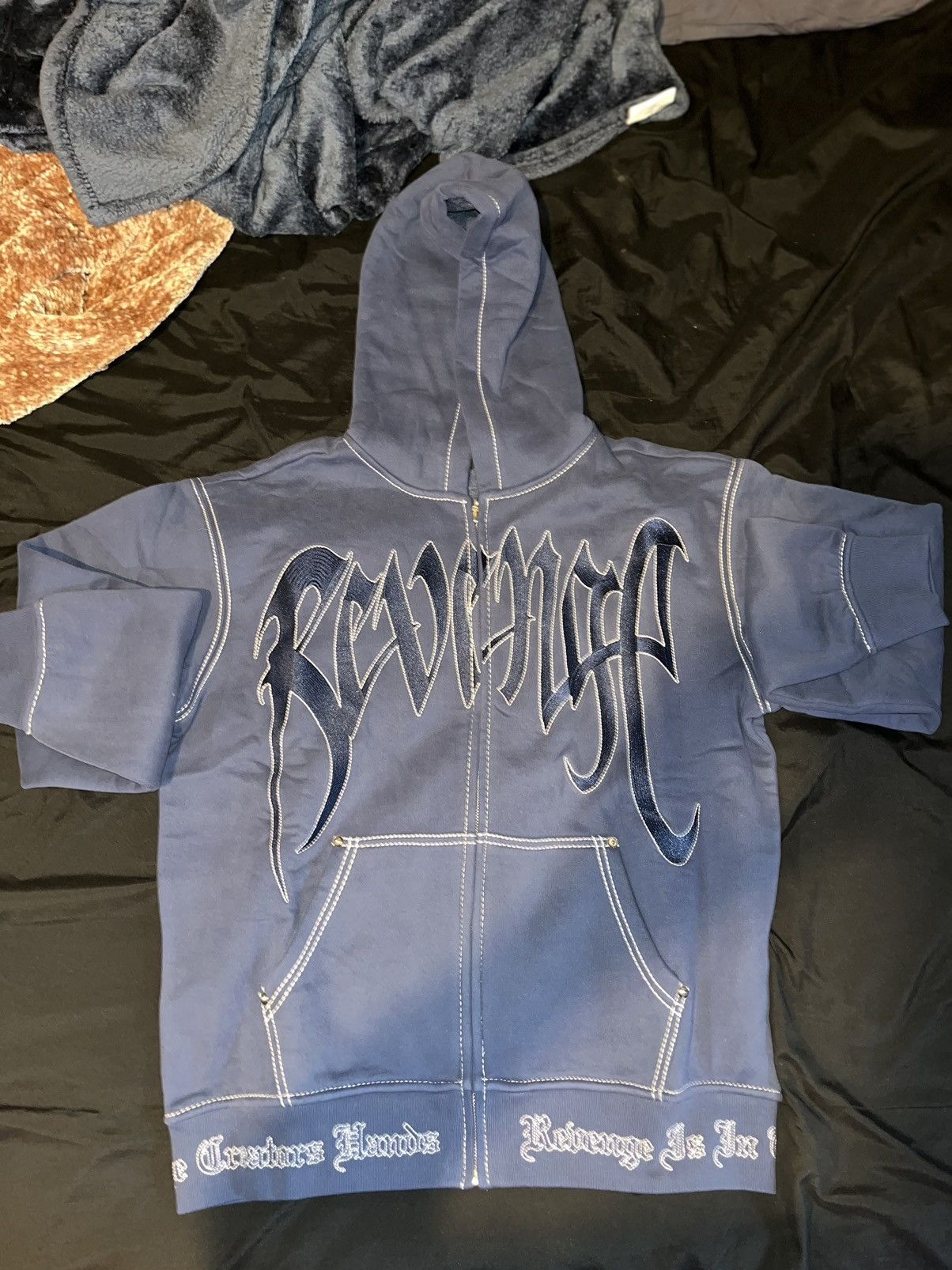 Revenge Revenge blue contrast stitch zip size M | Grailed