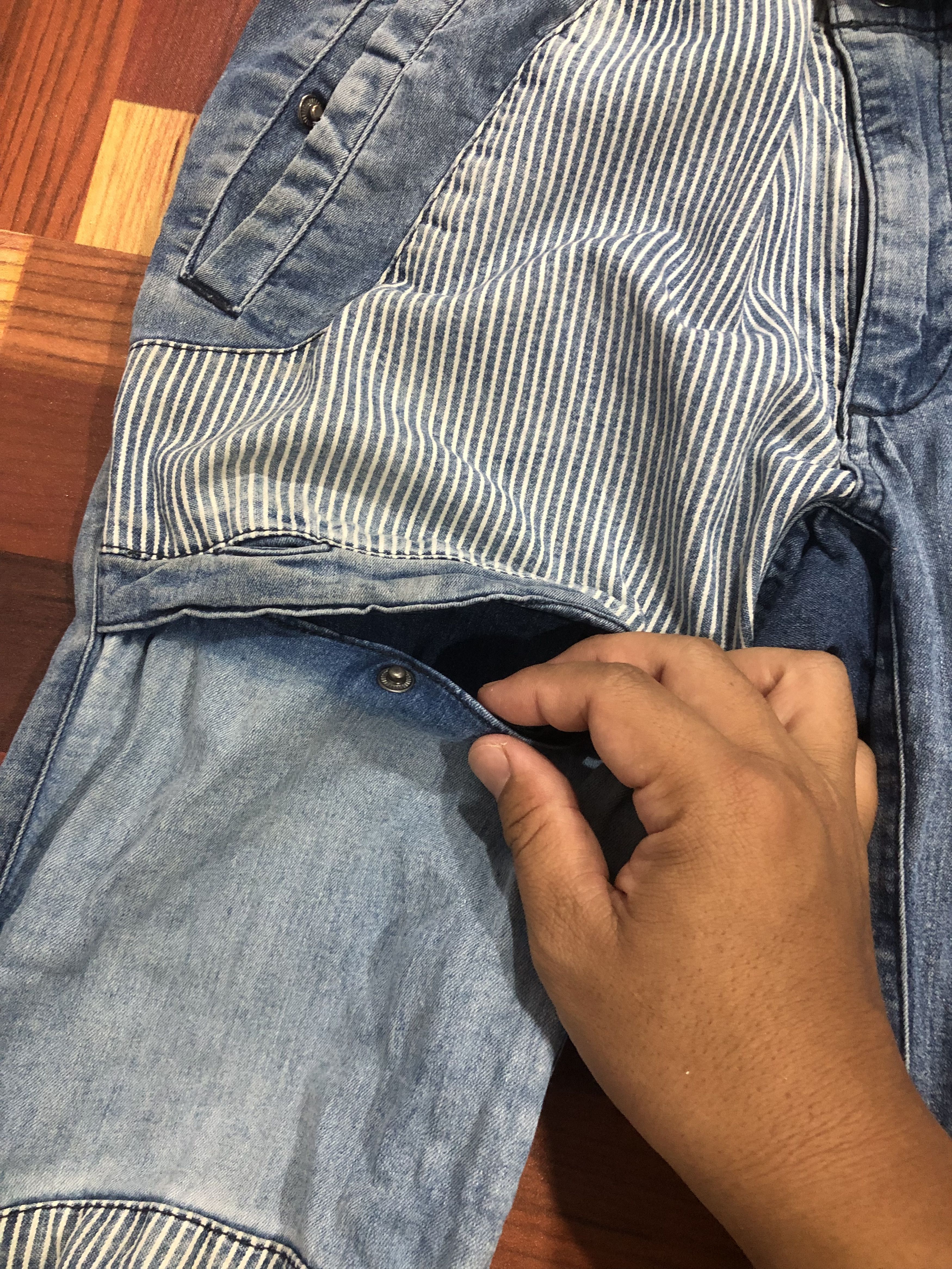 Japanese Brand FieldCore Patchwork Denim Pants Stripe Hybrid Size US 28 / EU 44 - 5 Thumbnail