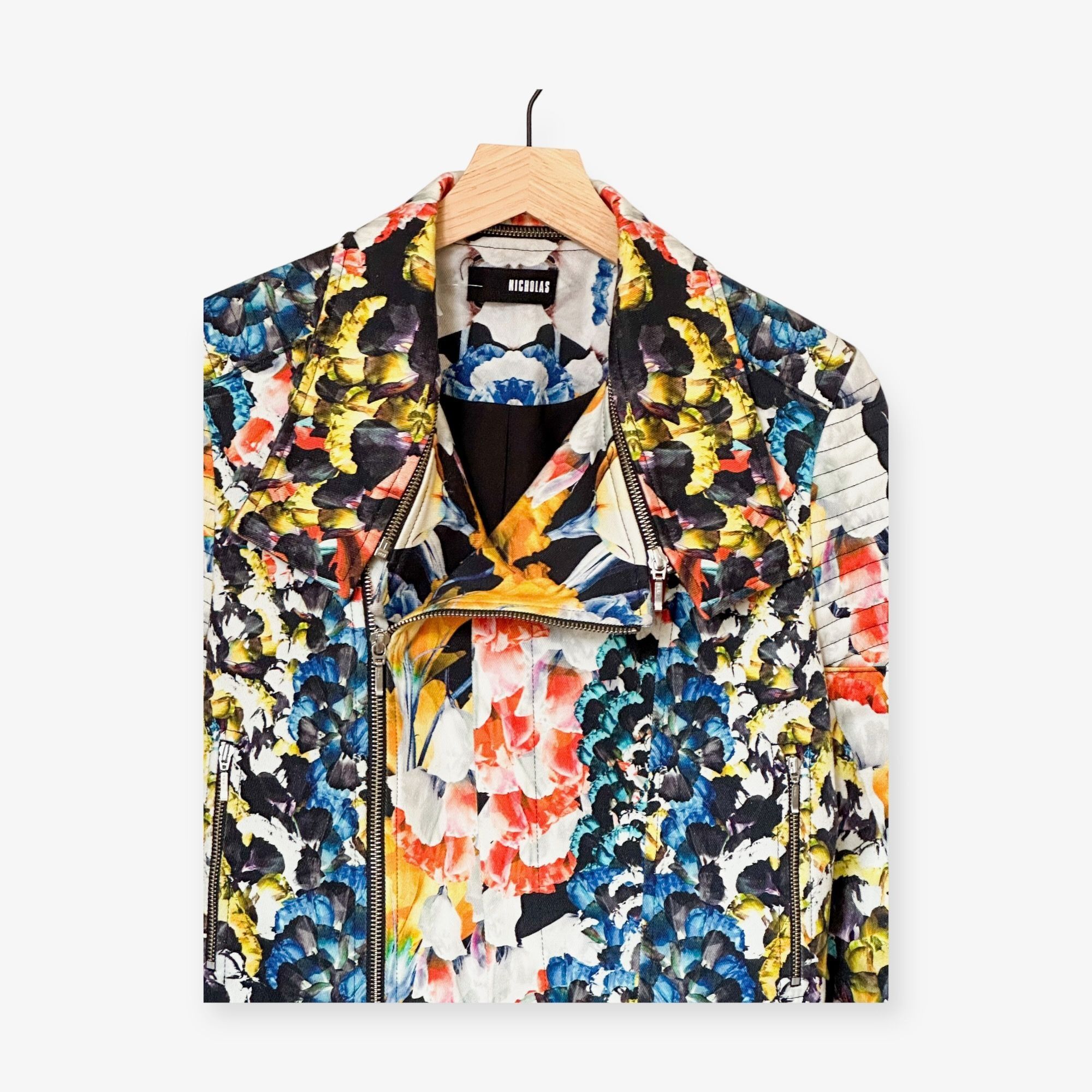NICHOLAS Nicholas Digi Floral Cotton-Blend Moto Jacket, Size 8 Size M / US 6-8 / IT 42-44 - 7 Thumbnail