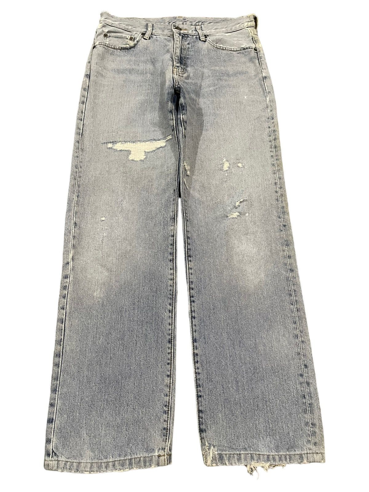 Uniqlo Vintage Japanese Uniqlo Blue Wash Distress Loose Jeans Size US 30 / EU 46 - 1 Thumbnail