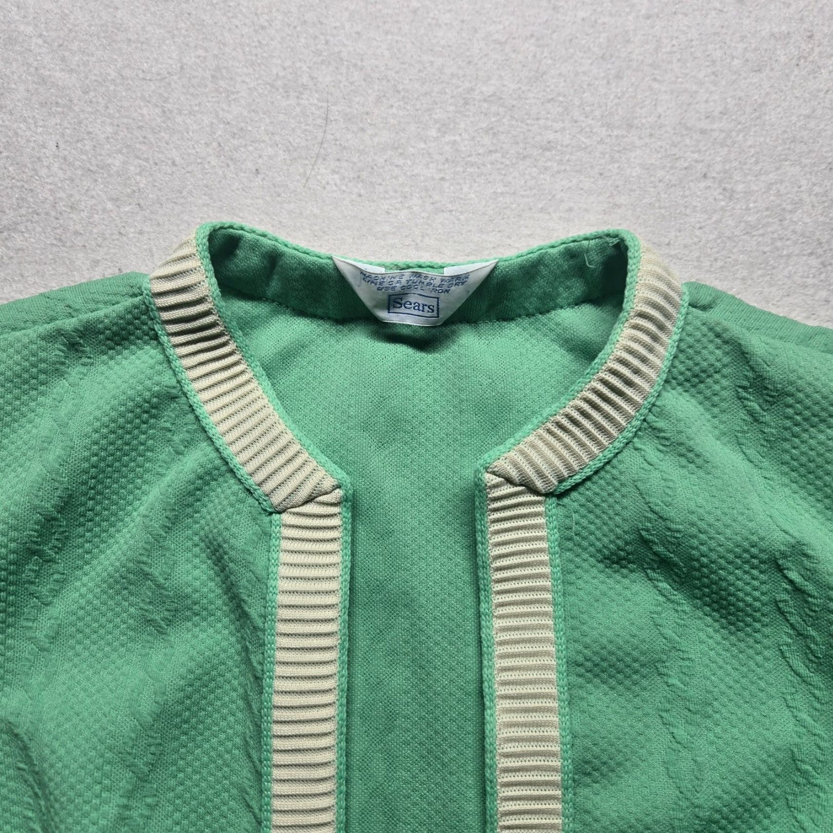 Sears Vintage Sears Cardigan Women's Small Green 80s Retro Knit Polyester Casual Short Sleeve Size S Winter Spring Summer Womens Size S / US 4 / IT 40 - 2 Thumbnail