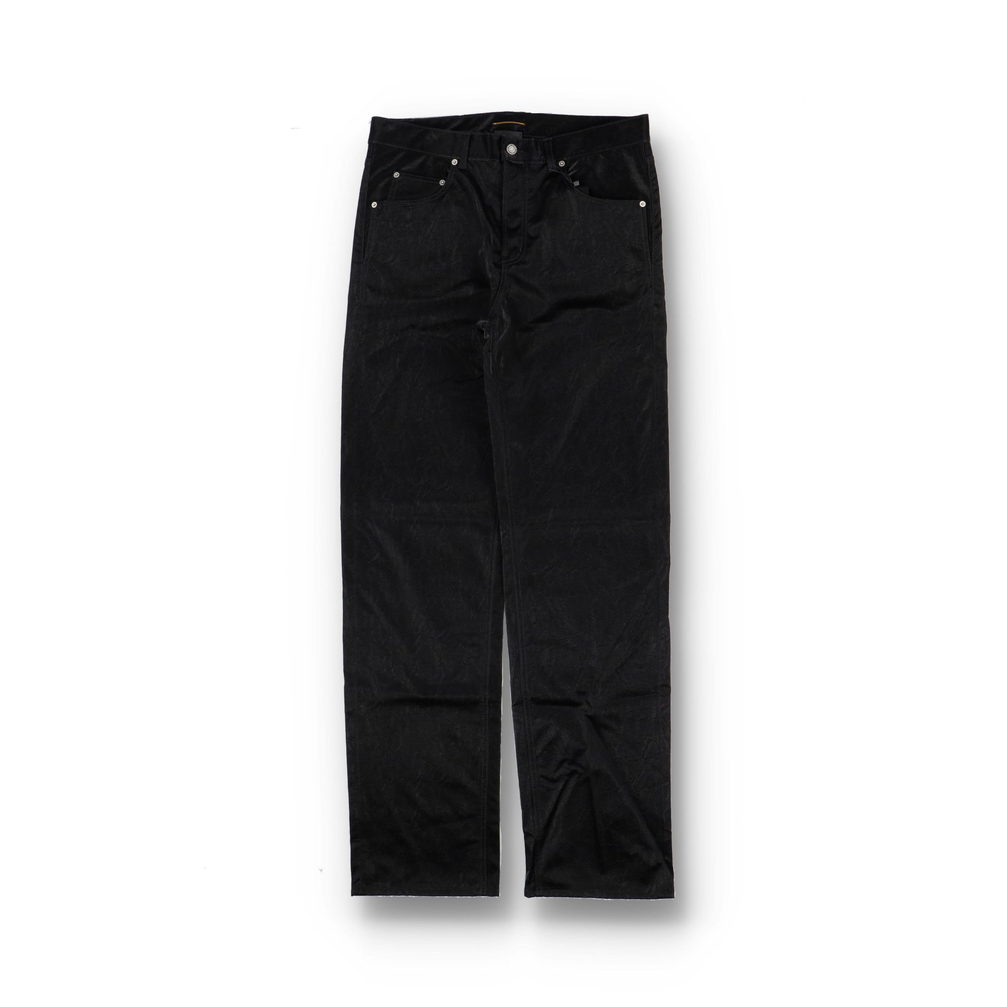 Saint Laurent Paris Black Crinkle High-Waisted Wide-Leg Jeans Size 30" / US 8 / IT 44 - 2 Thumbnail