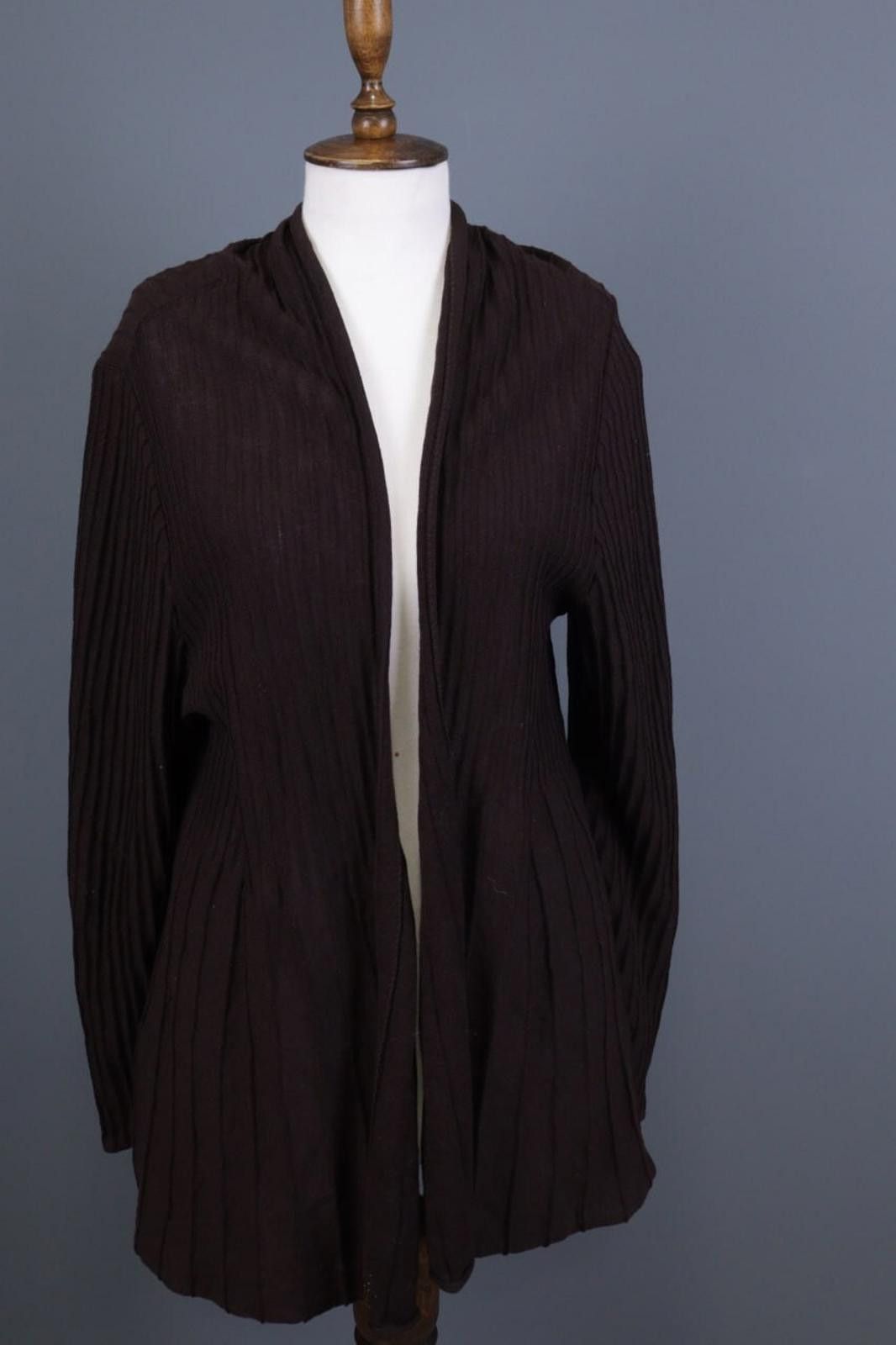Eileen Fisher Eileen Fisher Brown Ribbed Wool Cardigan Sweater Size 1X Size XL / US 12-14 / IT 48-50 - 1 Thumbnail