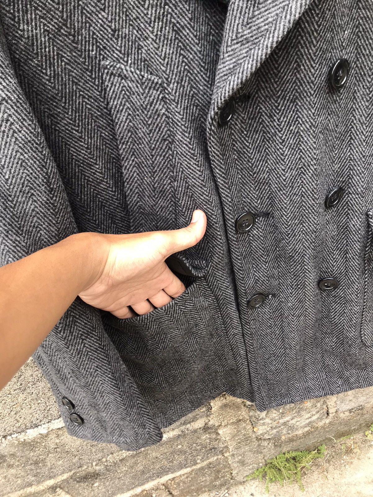 GU 🔥Japanese Brand GU Herringbone Double Breasted Peacoat Size US L / EU 52-54 / 3 - 7 Thumbnail