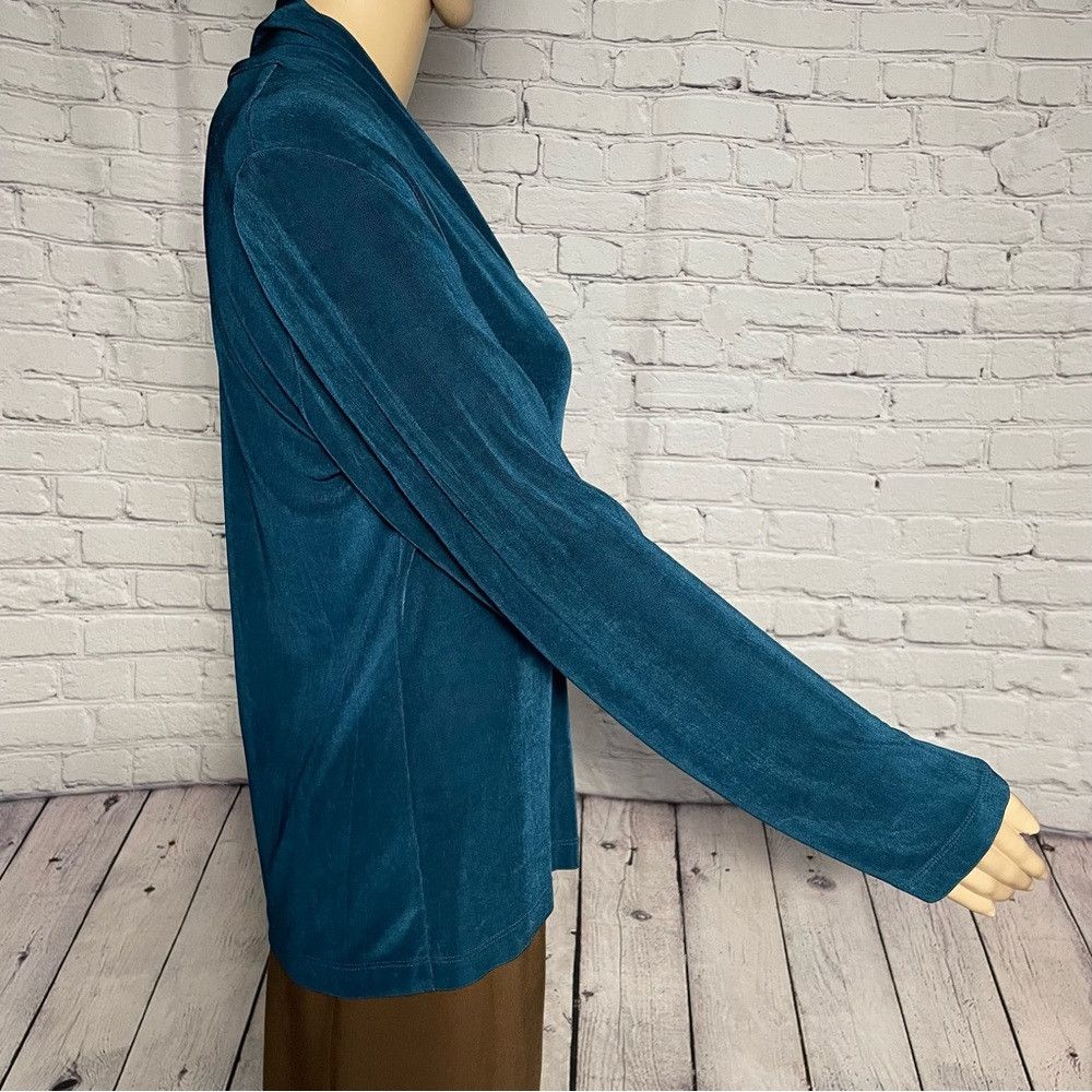 Chicos Chico's Travelers Turquoise Liquid Knit V-Neck Top Size 2 U Size L / US 10 / IT 46 - 4 Thumbnail