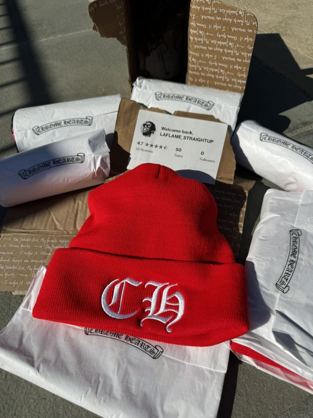 Chrome Hearts Chrome Hearts Red CH Beanie 🔴 Red BN 🔴 Size ONE SIZE - 15 Thumbnail