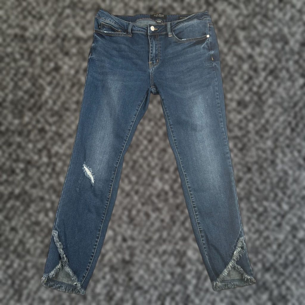 Vintage Judy Blue Jeans Women 15/32 Blue Medium Wash Skinny Fit Stretch Raw Hem Size 24" / US 00 / IT 34 - 1 Thumbnail