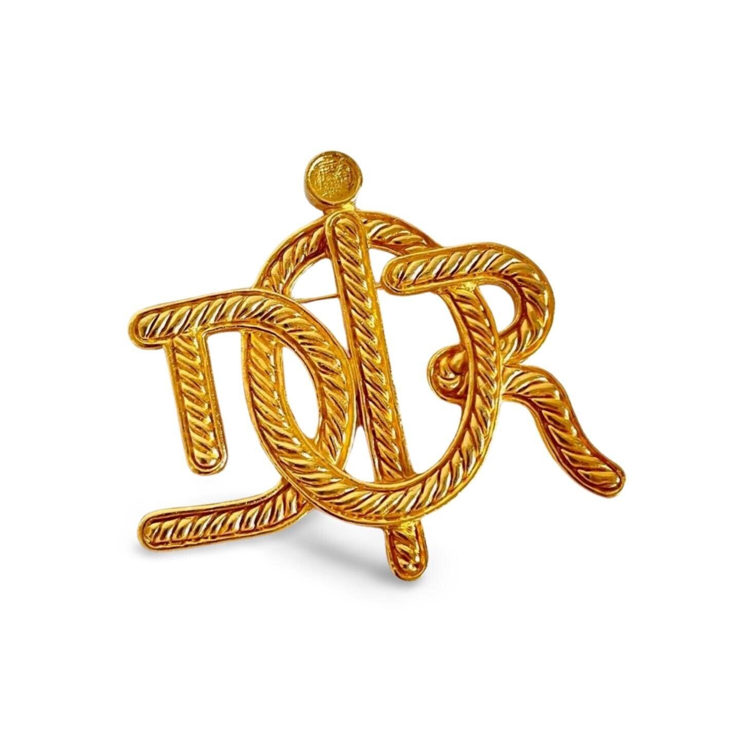 Dior Vintage Christian Dior golden twisted style logo brooch Size ONE SIZE - 1 Thumbnail