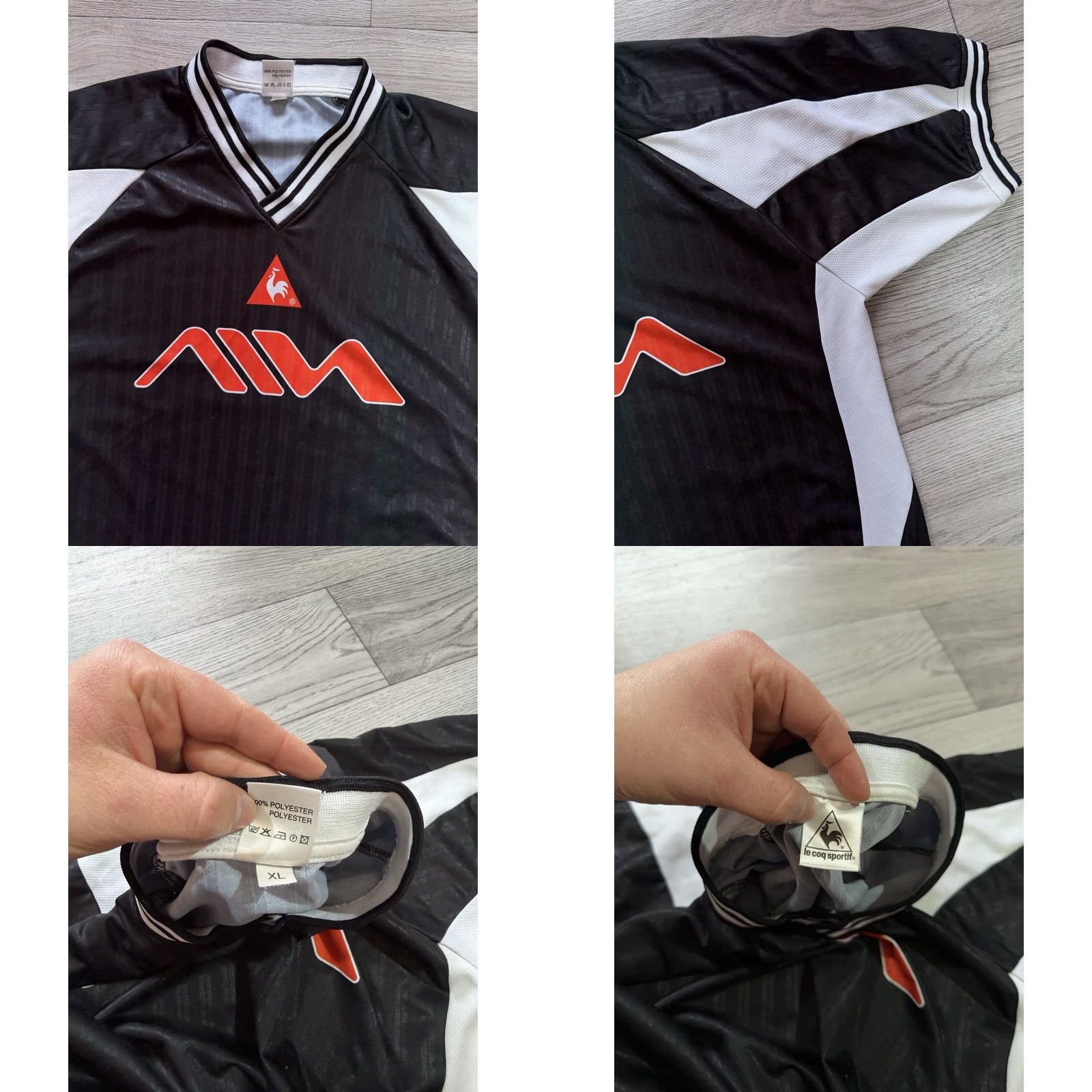 Le Coq Sportif VINTAGE Le Coq Sportif Jersey 1990s Football Soccer Shirt XL Black Mens T-Shirt Short Sleeve Polyester Jersey Currency? Size US XL / EU 56 / 4 - 8 Thumbnail