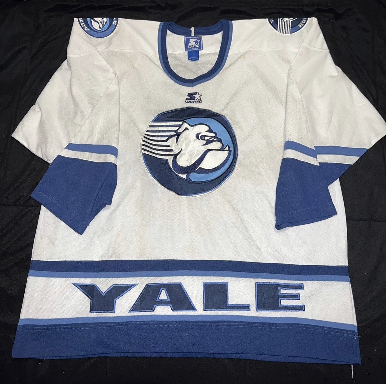 Image of NCAA x Starter Vintage Yale New Haven Bulldogs Starter Hockey Jersey in White, Men's (Size XL)