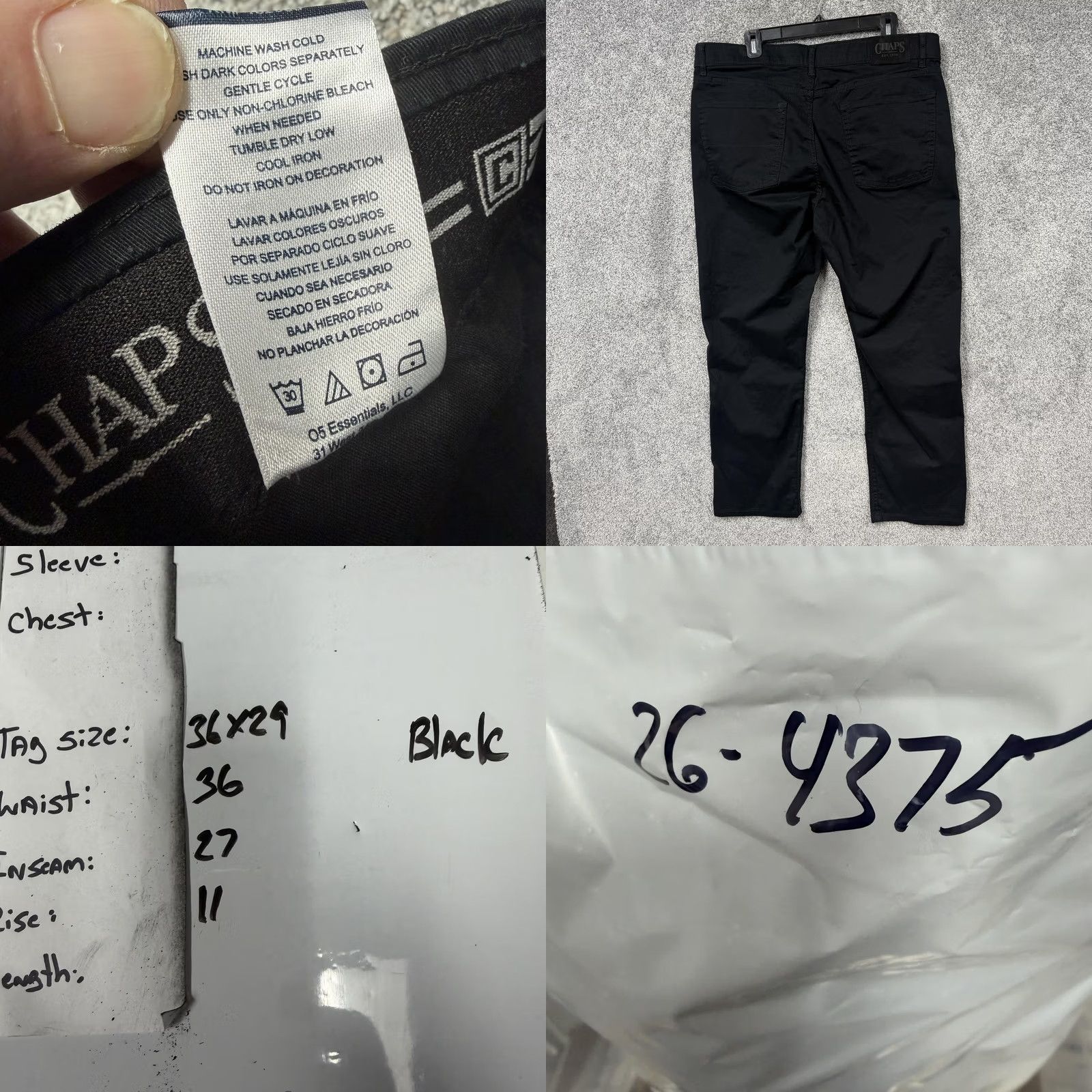 Chaps Chaps Slim Straight Pants Mens 36x27 Black Stretch Denim 5-Pocket Casual Chino Shirt? Size US 36 / EU 52 - 8 Thumbnail