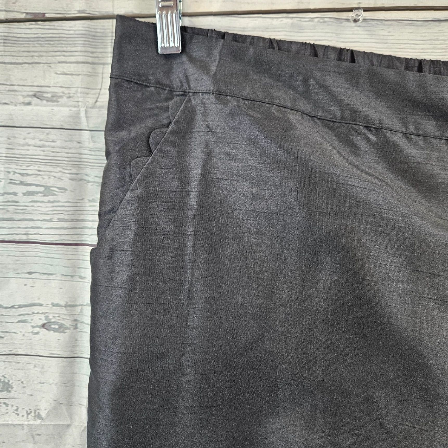 Vintage Kika Vargas Womens Pants Sz 3X Scallop Edge Pocket Tapered Solid Black Pull On Size 40" / US 18 - 4 Thumbnail