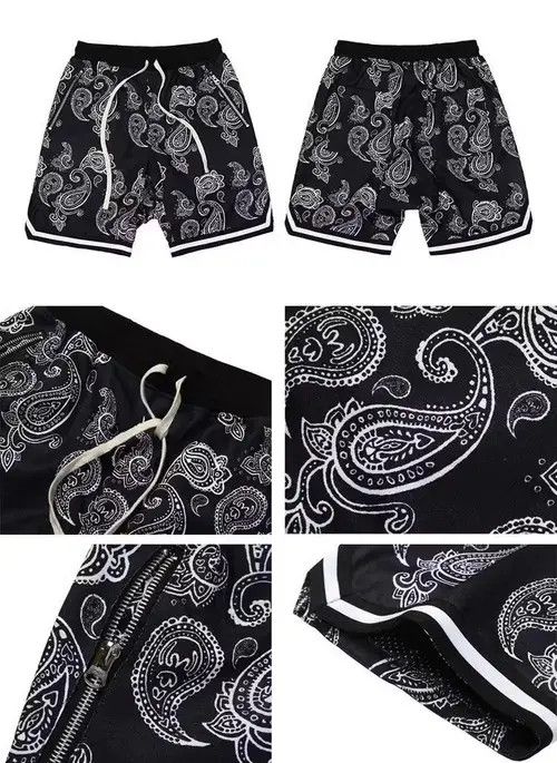 Japanese Brand 20AW Indigo Union Japan Black Bandana Paisley Jersey Shorts Size US 32 / EU 48 - 3 Thumbnail