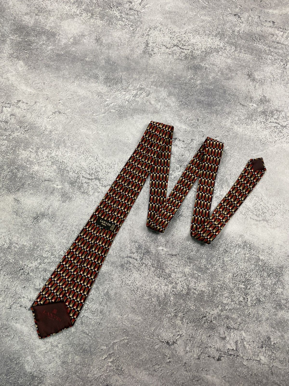 Lanvin Lanvin Tie 90s Geometric Cravatca Silk Y2K Classic Casual Size ONE SIZE - 3 Thumbnail