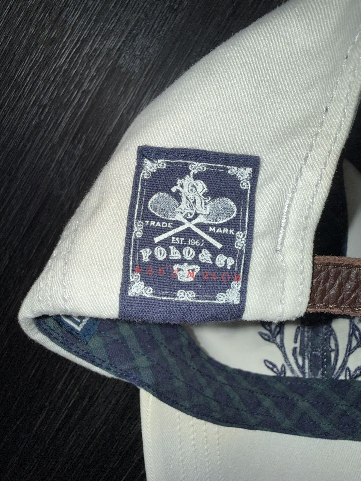 Polo Ralph Lauren Vintage Polo Ralph Lauren Strapback Hat Cream Navy Leather Size ONE SIZE - 4 Thumbnail