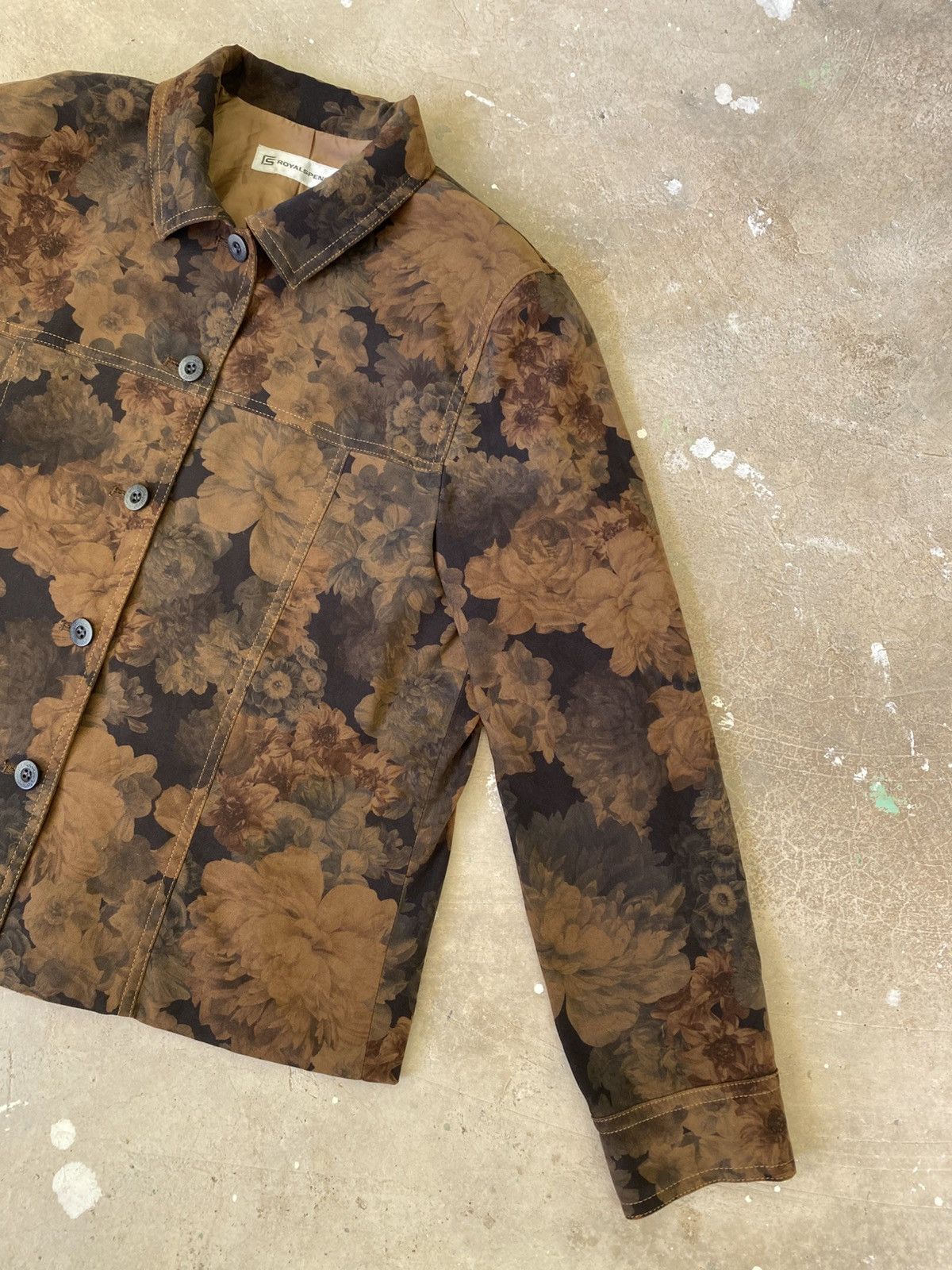 Japanese Brand Royal Spencer Floral Brown Work Jacket Japan Size M / US 6-8 / IT 42-44 - 2 Thumbnail