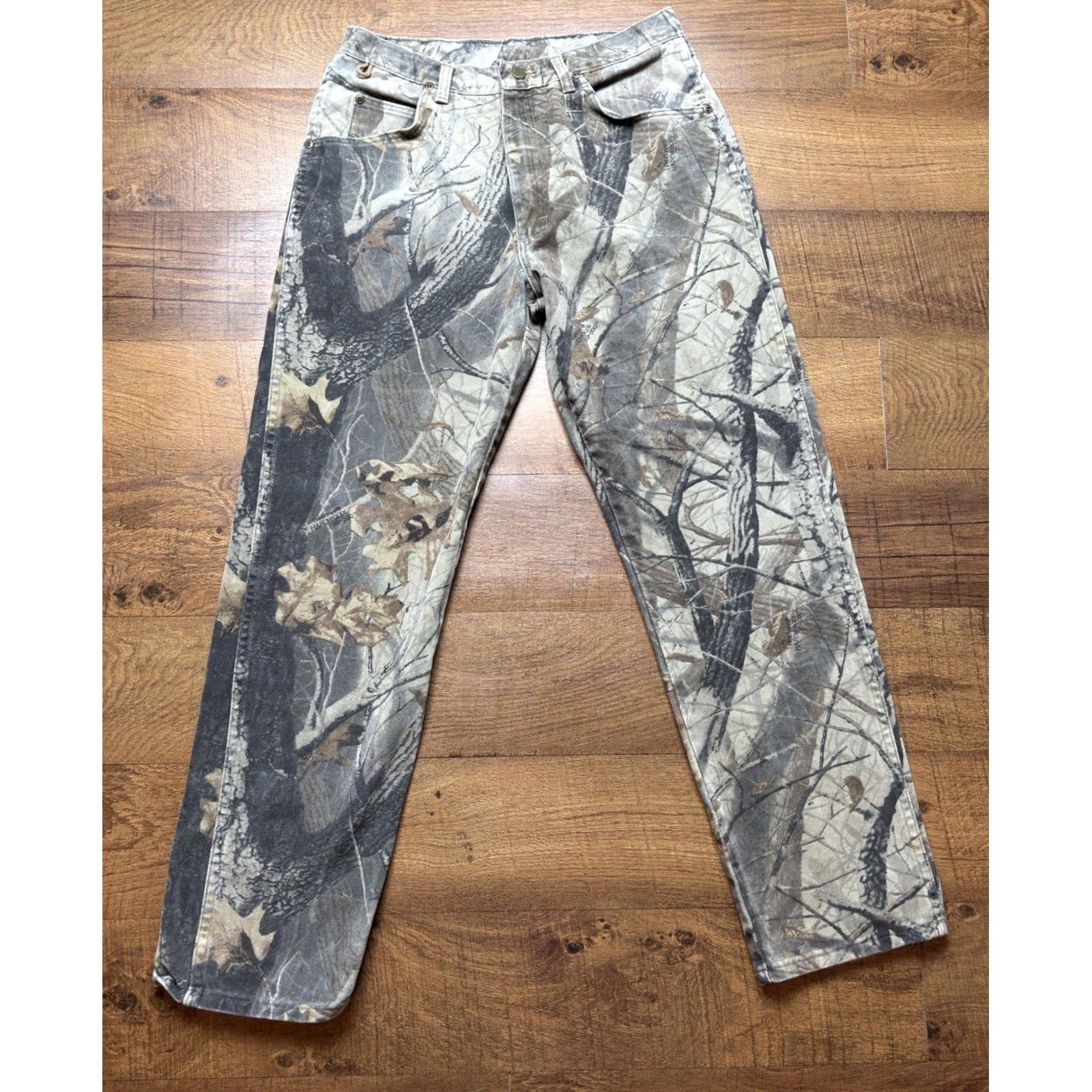 Wrangler VINTAGE Wrangler Pants Mens Real Tree Hardwoods USA Made Fit 31.5X32 Camouflage 90s USA Mens Regular Straight Jeans/Camo/Pants Size US 32 / EU 48 - 2 Thumbnail