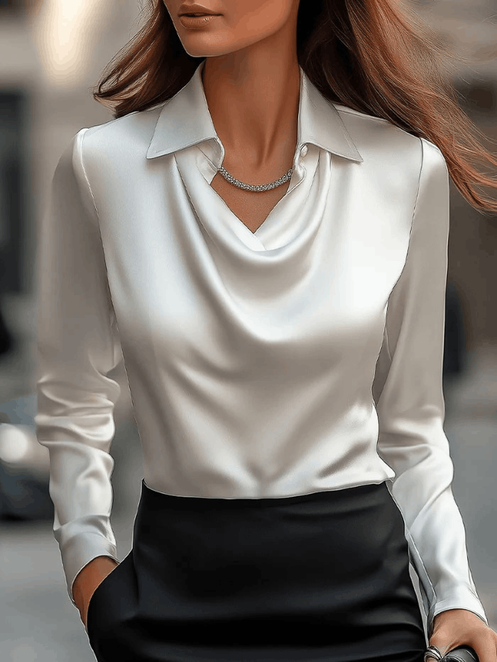 Other Women's Collar Shirts & Blouses Satin Top Long Sleeve Tops Size L / US 10 / IT 46 - 1 Thumbnail