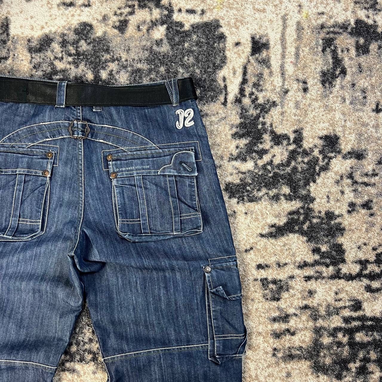 Vintage Japanese Y2K Cargo Denim Baggy Jeans Avant Garde Style Size US 34 / EU 50 - 4 Thumbnail