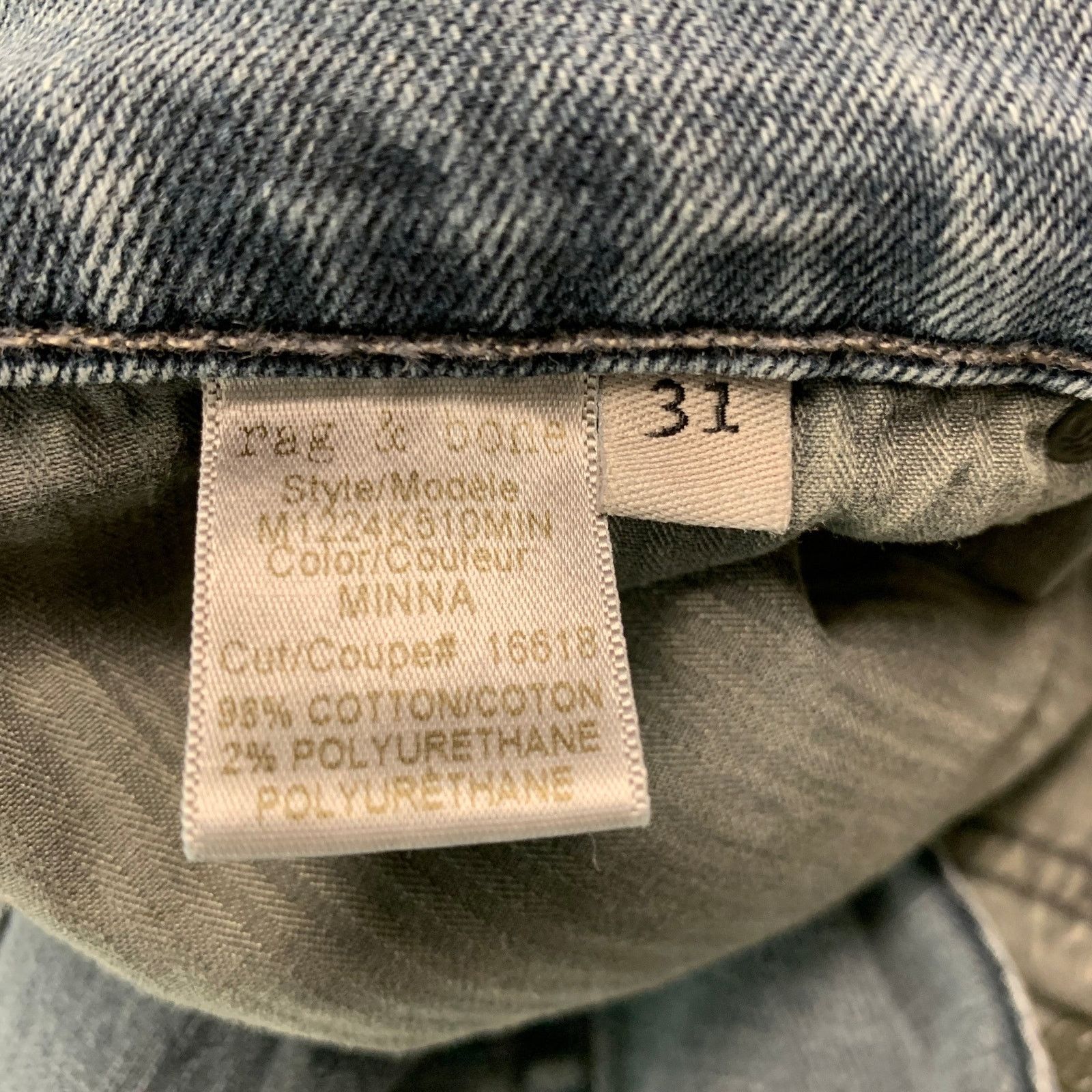 Rag & Bone RAG & BONE 31 Grey Cotton Polyurethane Slim Button Fly Jeans Size US 31 - 5 Thumbnail