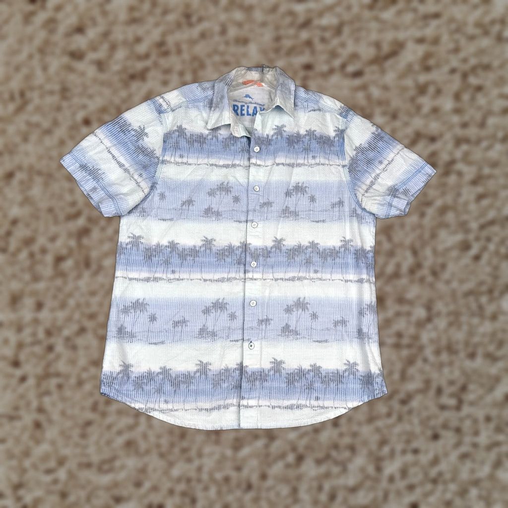 Tommy Bahama Tommy Bahama Shirt Men Small Blue White Stripe Cotton Blend Button Hawaiian Casual Shirts Size US S / EU 44-46 / 1 - 1 Thumbnail