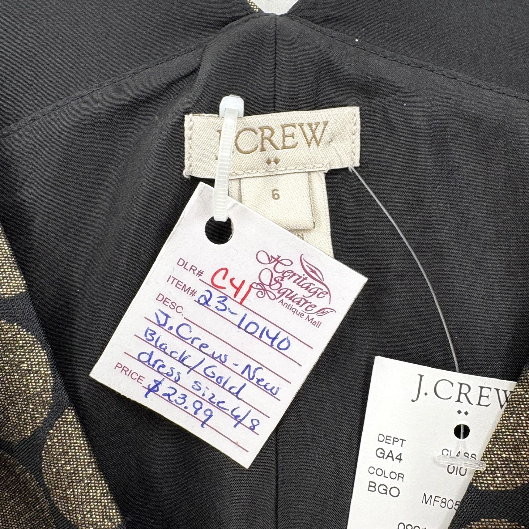J.Crew J.Crew Dress Womens 6 Black Jacquard Polka Dot Fit & Flare Party Cocktail Sleeveless V-Neck Short Size M / US 6-8 / IT 42-44 - 4 Thumbnail