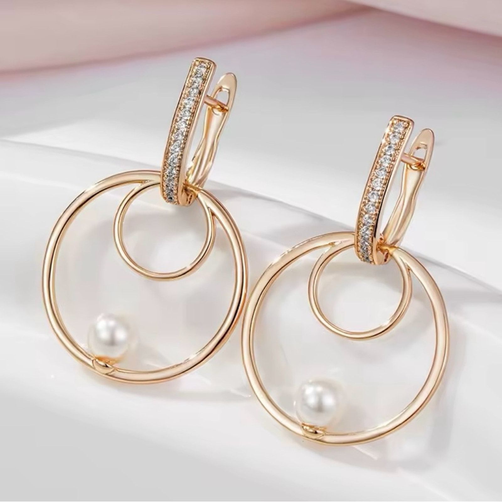 Other Pearl Round Natural Zircon Micro Wax Setting Earrings Women Size ONE SIZE - 1 Thumbnail