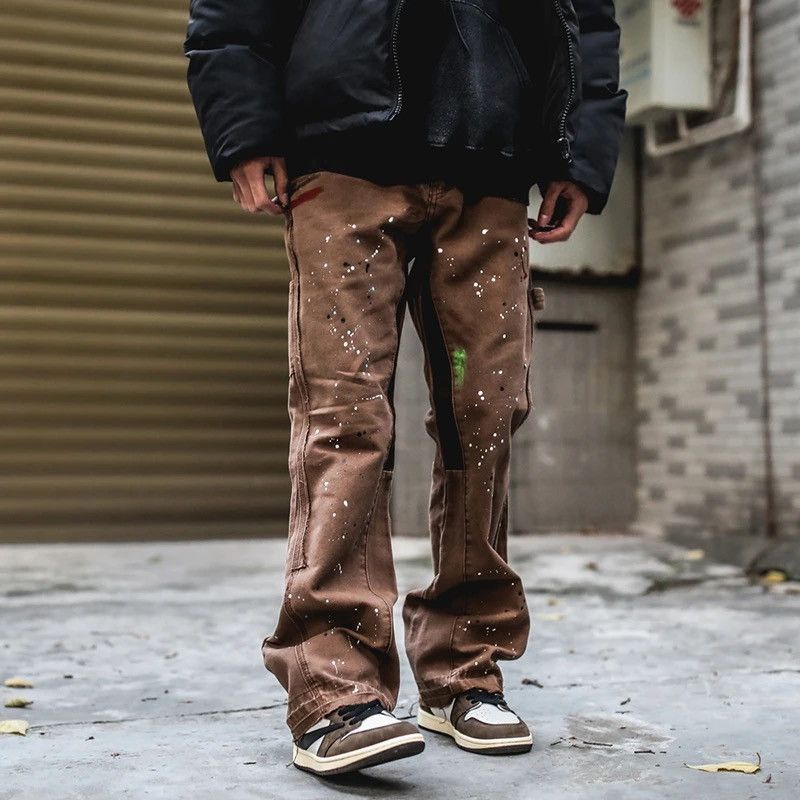 Japanese Brand × Vintage Graffiti Cargo Flared Jeans Splash Ink Wide Leg Denim Pant Size US 36 / EU 52 - 5 Thumbnail