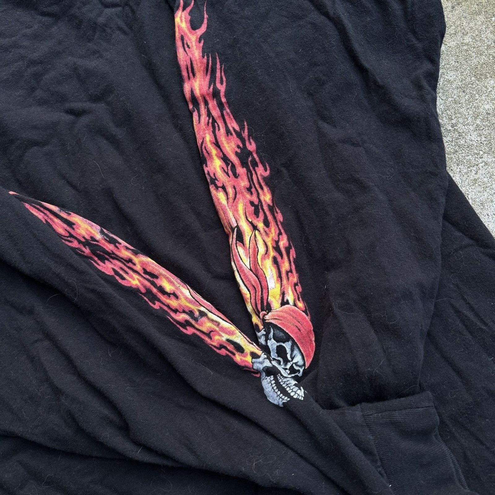 Vintage Faded Flame Longsleeve Biker Shirt ERD Grunge Chrome WCC Size US XXL / EU 58 / 5 - 6 Thumbnail