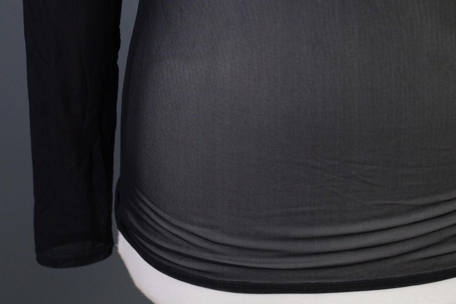 Designer Sarah Pacini Black Mesh Stretch Top Blouse Size S Size M / US 6-8 / IT 42-44 - 7 Thumbnail