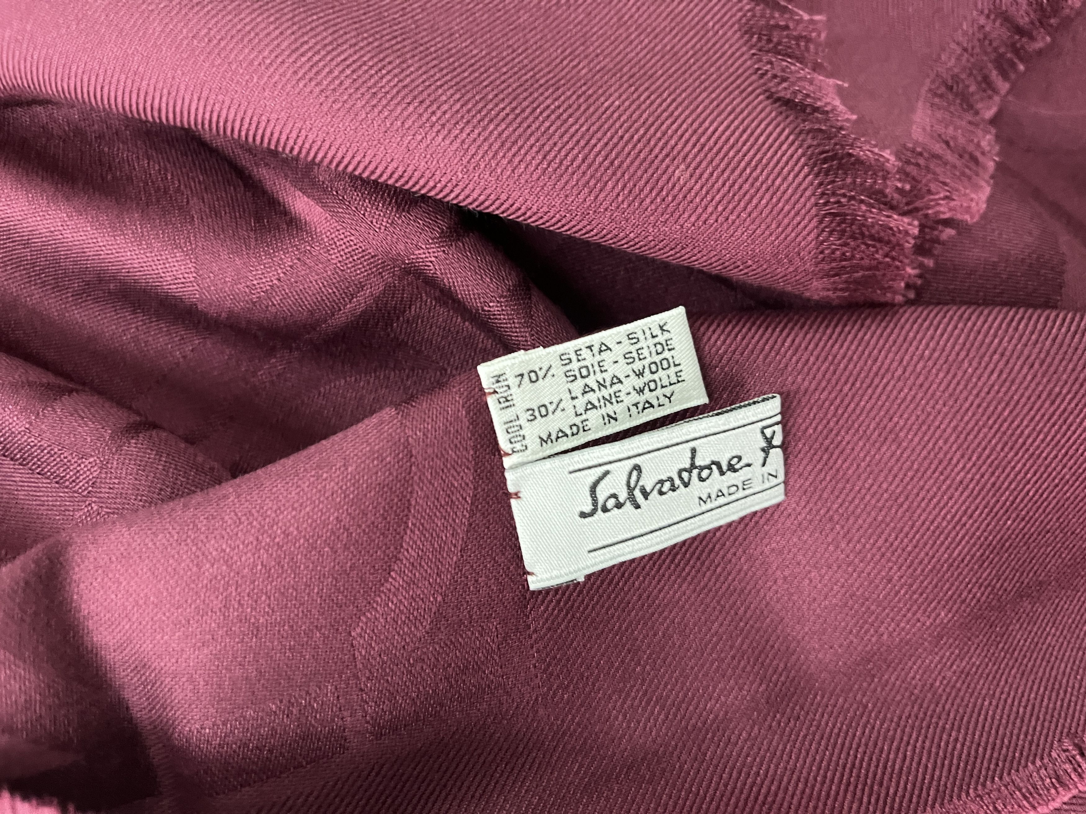 Salvatore Ferragamo Burgundy Silk And Wool Scarf Size ONE SIZE - 4 Thumbnail