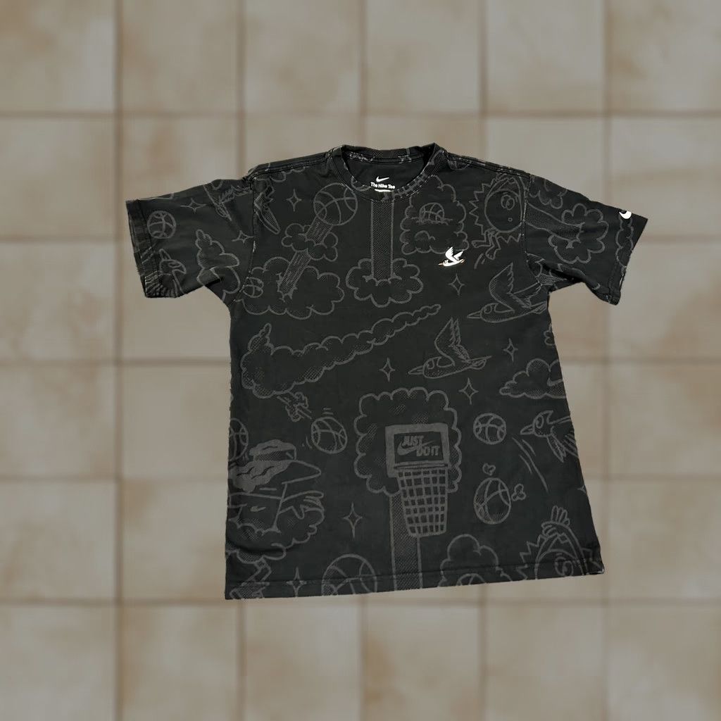 Nike Nike Shirt Mens Small Black Loose Fit Just Do It Doodle Basketball Graphic Tee Size US S / EU 44-46 / 1 - 1 Thumbnail