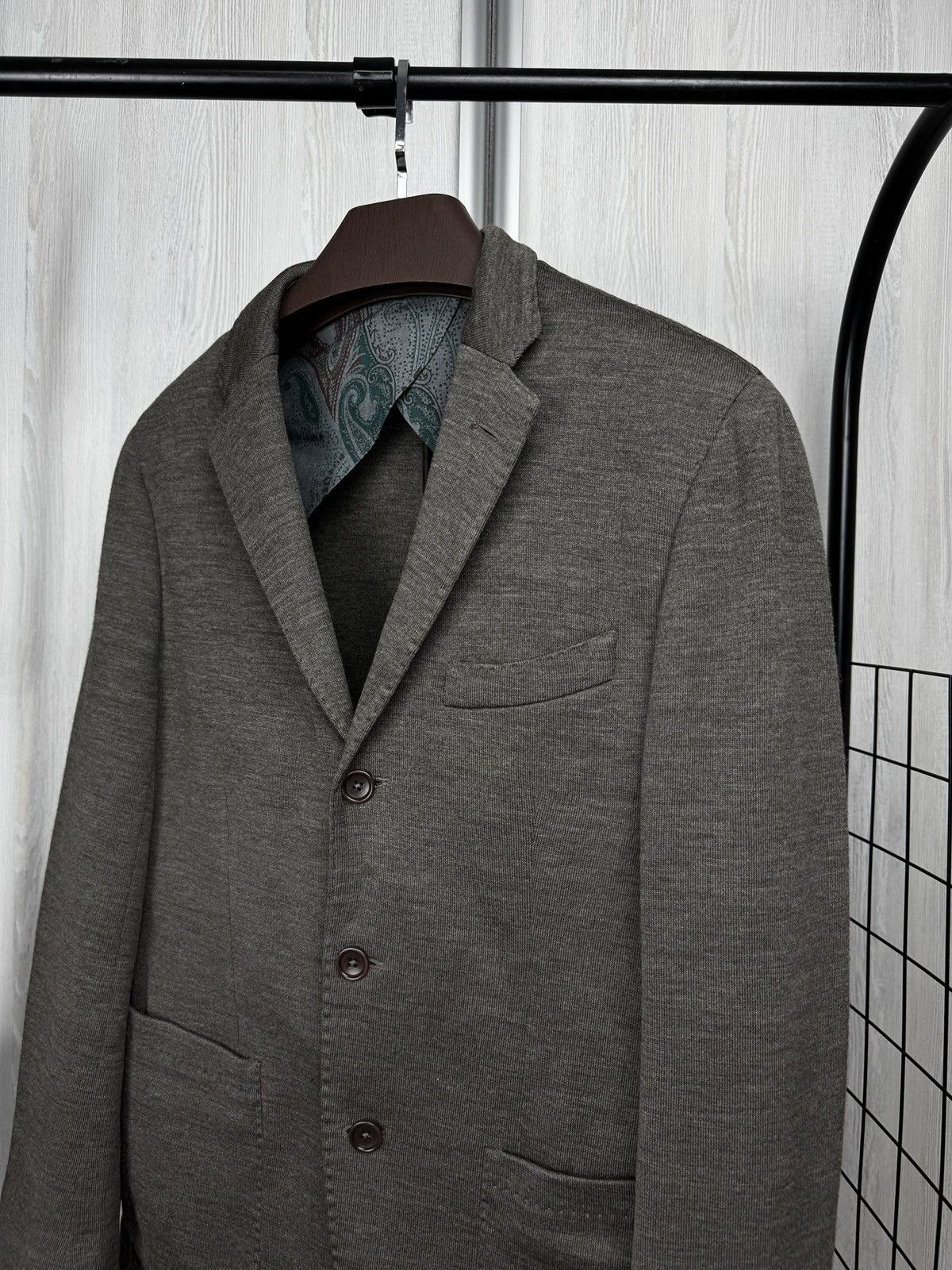 Altea Altea Robert Grey-Brown 3 button wool blend unlined blazer Size 42R - 4 Thumbnail
