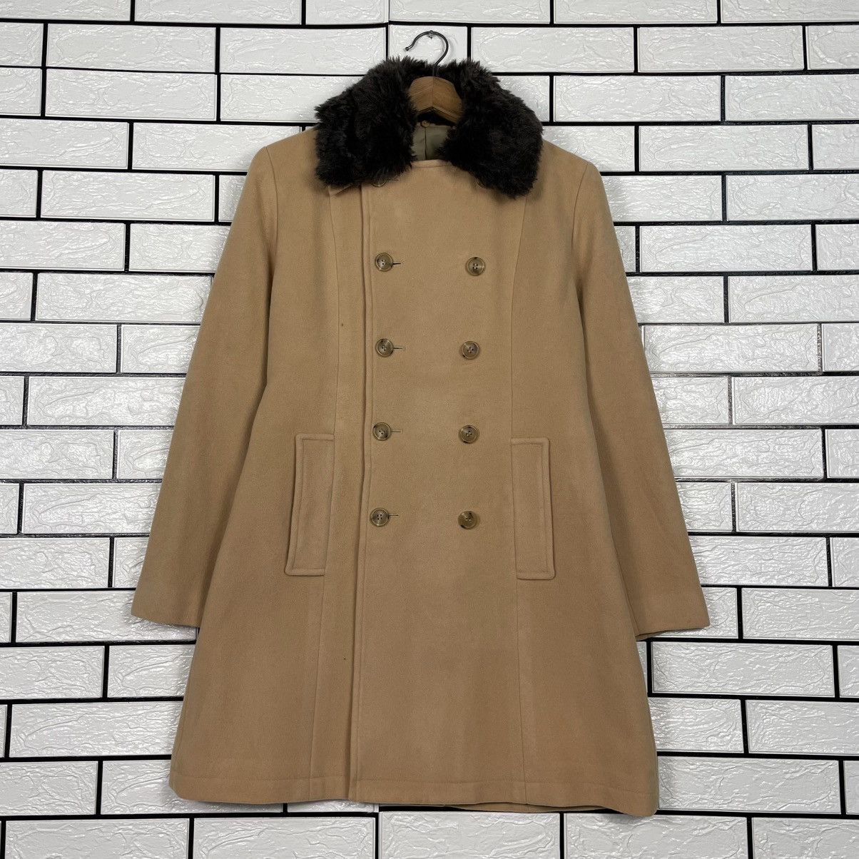 Japanese Brand Ined Double Breasted Fur Colar Coat Size M / US 6-8 / IT 42-44 - 1 Thumbnail