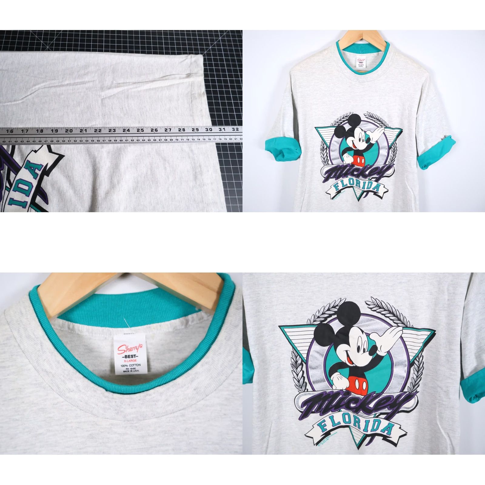 Disney VINTAGE Disney Mickey Mouse T-Shirt Florida Graphic 90s Adult XL Gray Jersey Cotton Shirt Men Mens 1990s - 1999s Size US XL / EU 56 / 4 - 8 Thumbnail