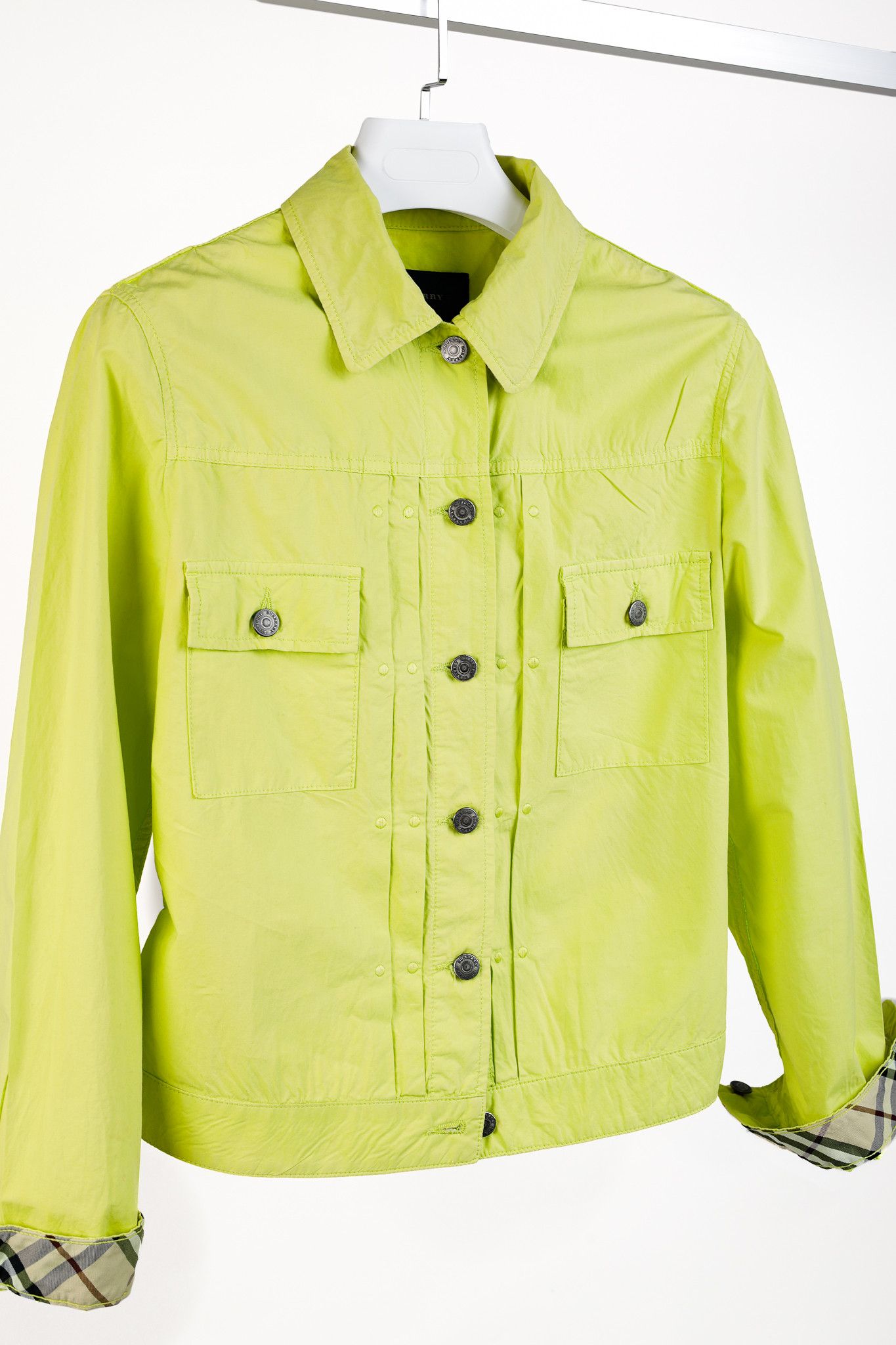 Burberry Burberry Neon Green Cotton Button-Up Jacket Size M / US 6-8 / IT 42-44 - 3 Thumbnail