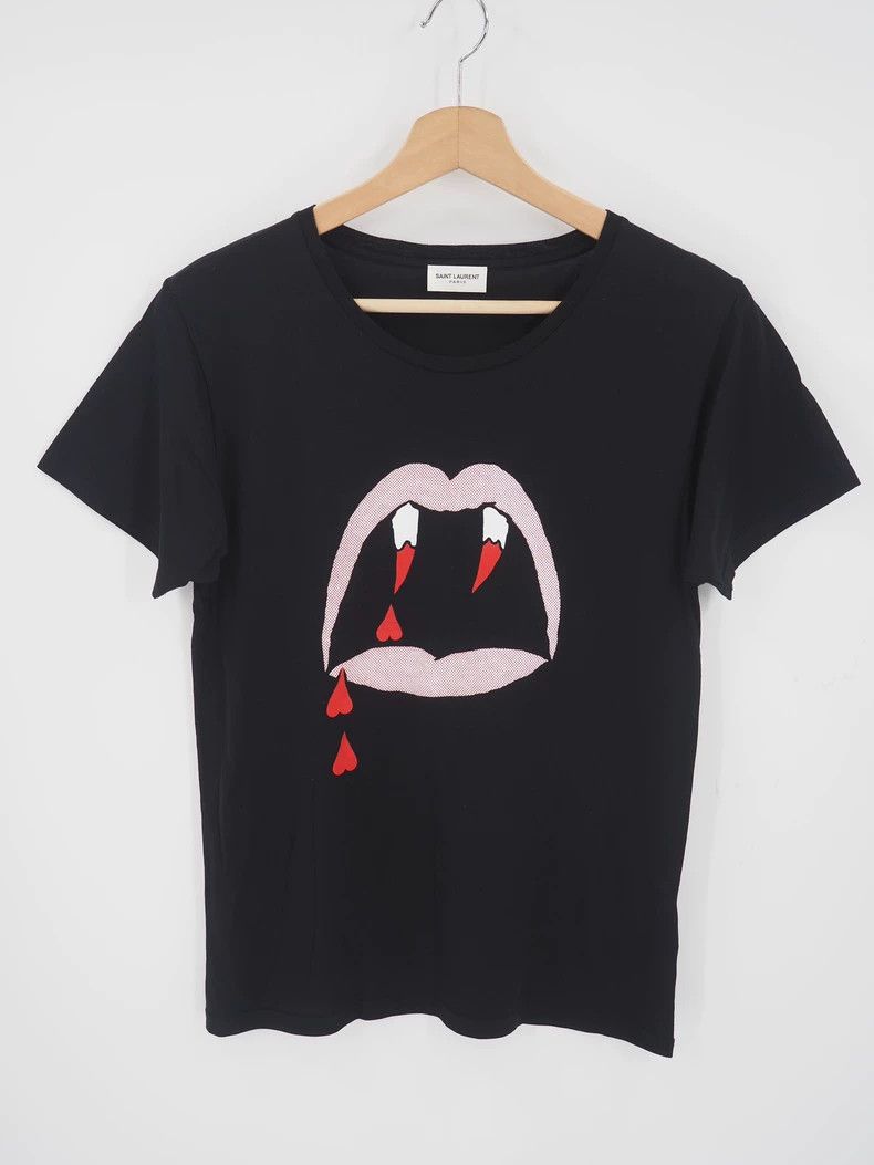 Yves Saint Laurent Saint Laurent Black Bloody Teeth Short Sleeve 2502-Nextarr Size US XS / EU 42 / 0 - 1 Thumbnail