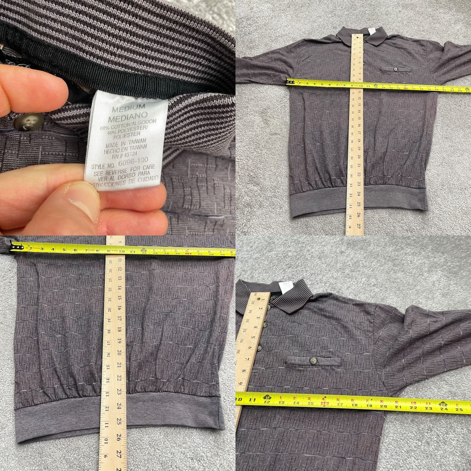Vintage LD Sport Polo Shirt Mens M Brown 90s Geometric Long Sleeve Casual Classic Shirt Size US M / EU 48-50 / 2 - 8 Thumbnail