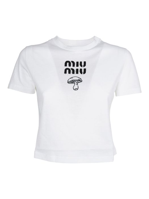 Miu Miu MIUMIU WHITE LOGO T-SHIRT Size:M | Grailed