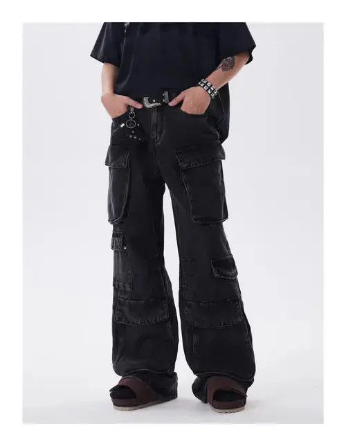 Jean Baggy Cargo Black Denim Jeans Size US 30 / EU 46 - 3 Thumbnail