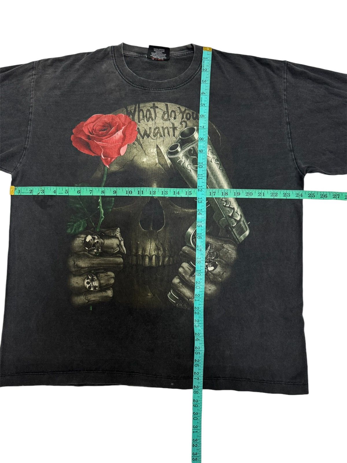 Vintage ROCK CHANG GUN n ROSES SKULLS MIRROR OVERPRINT BOOTLEG L/S Size US XL / EU 56 / 4 - 15 Thumbnail