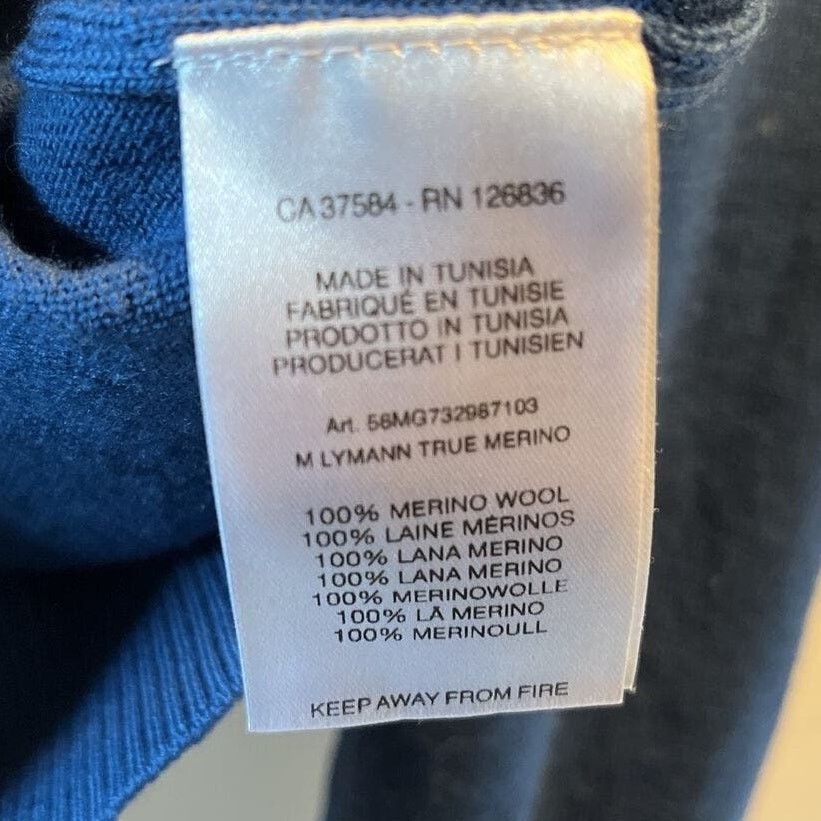 J.Lindeberg J. Lindberg Mens XL Blue Merino Wool V-neck Pullover Sweater Size US XL / EU 56 / 4 - 5 Thumbnail
