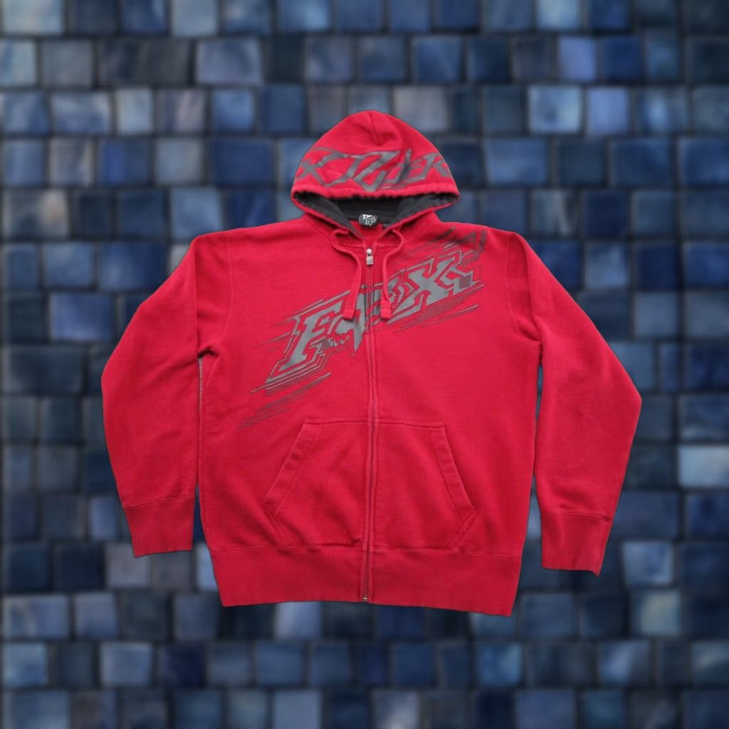 CO VTG Fox Hoodie Full Zip Red Heavy Moto Sweatshirt L Men Size US L / EU 52-54 / 3 - 1 Thumbnail