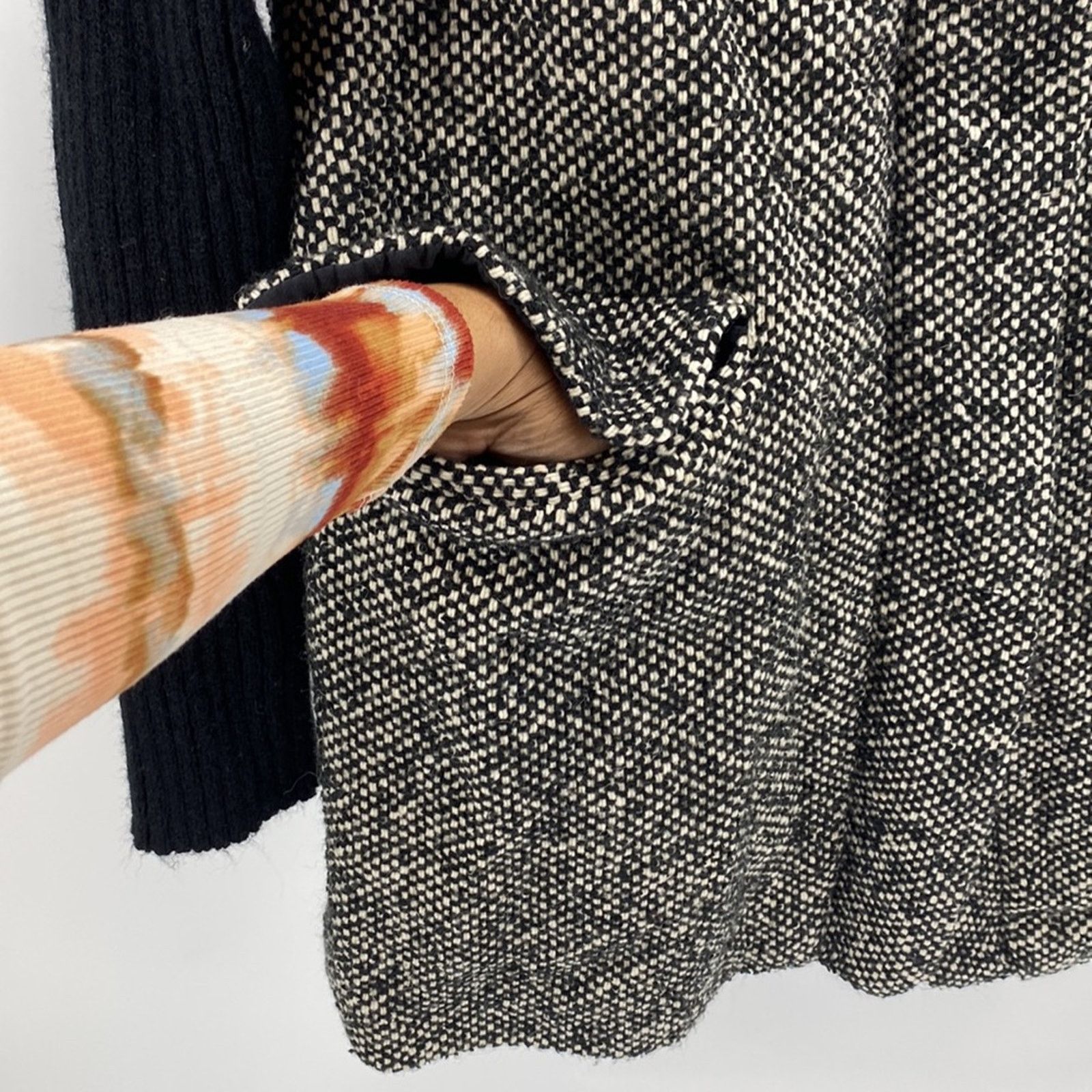 Zara Zara Basic Tweed Full Zip Jacket Black White Marled size M Size M / US 6-8 / IT 42-44 - 7 Thumbnail