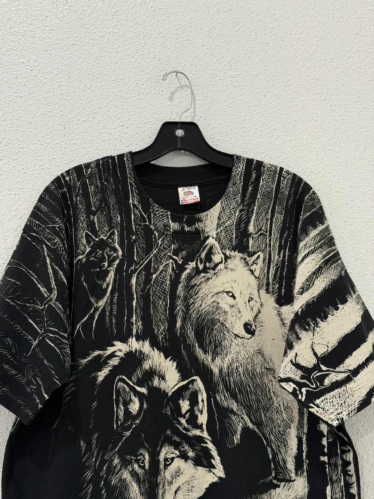 Fruit Of The Loom Vintage 90s Wolves AOP Wolf Pack 1992 Harlequin Lrg USA FOTL Size US L / EU 52-54 / 3 - 2 Thumbnail