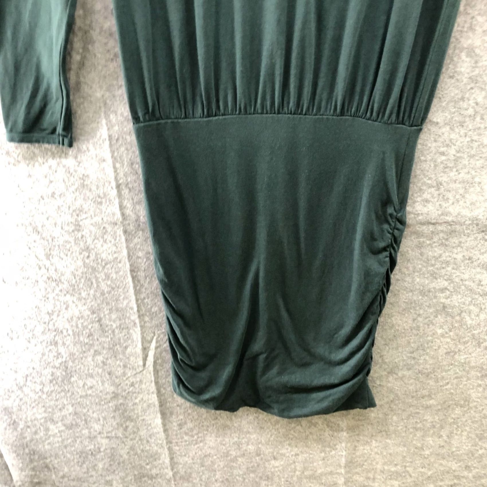 Vintage Hush Bodycon Long Sleeve T Shirt Dress Women S Green Ruched Modal Blend Dress Size S / US 4 / IT 40 - 4 Thumbnail